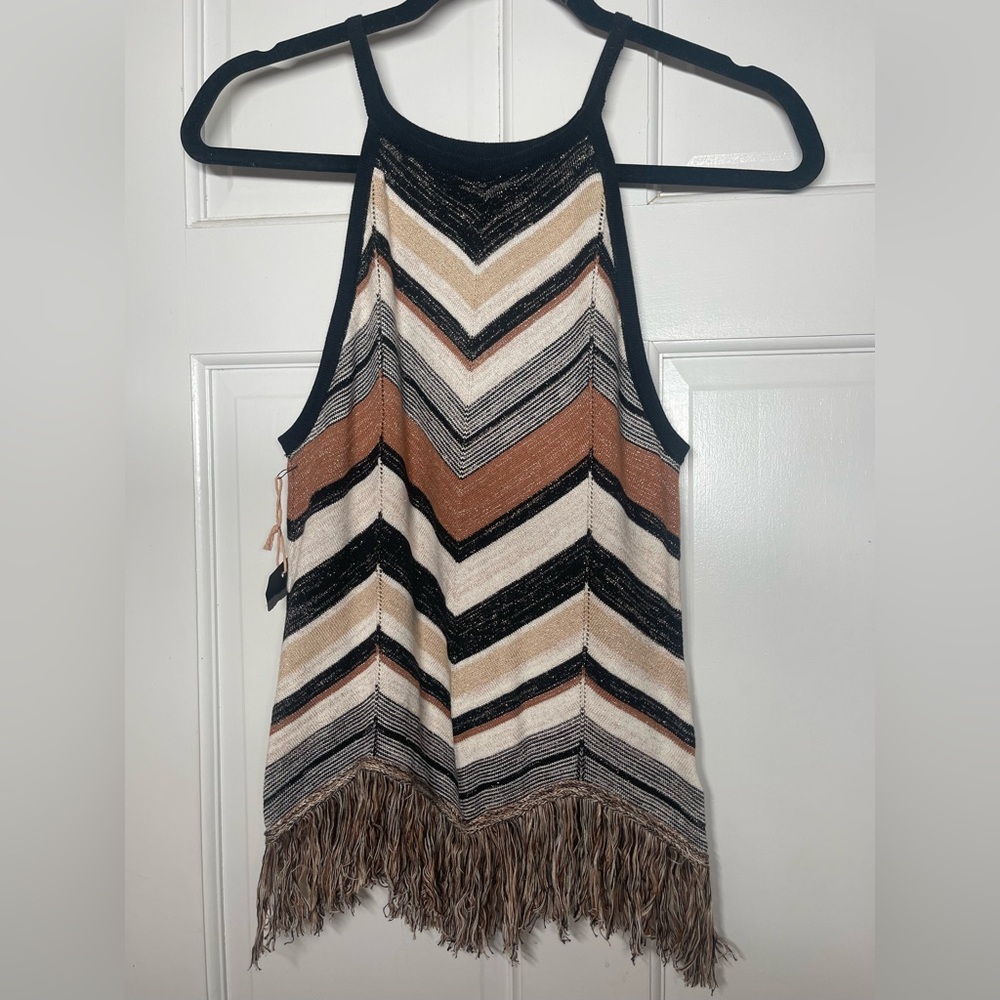 Shyanne Chevron Fringe Tank Top Womens Medium